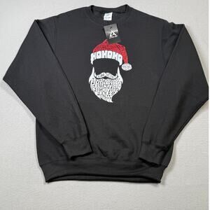 LA Pop Art Men's Feliz Navidad Santa Claus Word Art Sweatshirt, black Small $40